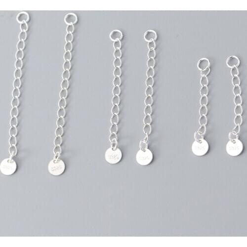 2pcs 925 Sterling Silver Decoration Extension Chains 30mm 40mm 50mm Bracelet Necklace Extend Tail Chains DIY Jewelry Accessories