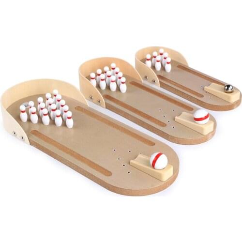 Montessori Children Toys Wooden Bowling Desktop Games Party Interactive Educational Toys For Kids Mini Bowlings Solid Wood Toys
