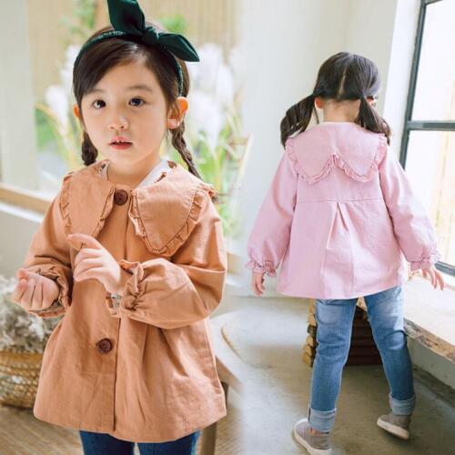 Toddler Trench Coat Fashion Korean Lapel Jacket for Girls Casual Kids Clothing 2 3 4 5 6 Years Baby Windbreaker Girls Outwear