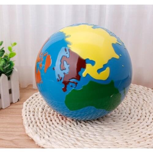 Montessori puzzle map Geography Material Globe Of World Parts Kids Early Learning Toy