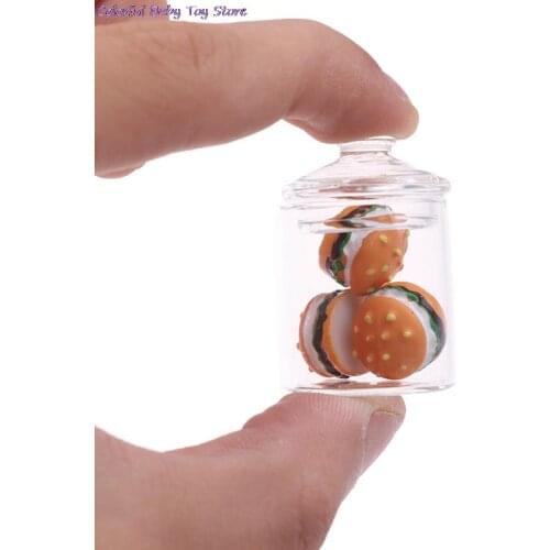 Hot Sale 1/12 Dollhouse Kitchen Clear Glass Pot Storage Jar Miniature Hamburger Toy