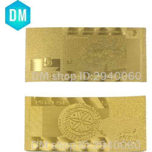 Hot Sale Wholesale Pure Gold Banknote Free Shipping Latvia Golden Banknote 5 Lat 10pcs Home Decor
