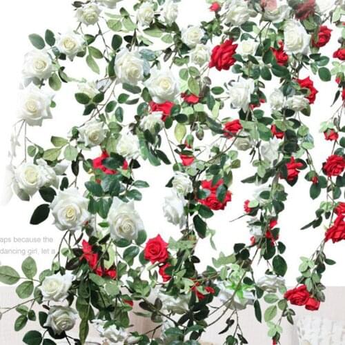 Artificial Vine Fake Hanging Rose Flowers for Wall Rattan Wedding Home Decoration