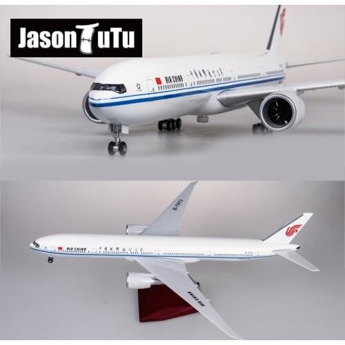 JASON TUTU 43-47cm Air China Boeing B777 Airplane Model Aircraft 1/160 Scale Diecast Resin Light and Wheel Plane Gift Collectio