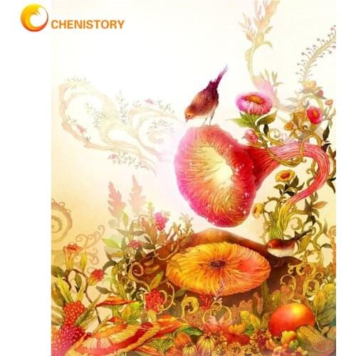 CHENISTORY Oil Painting By Number Scenery With Frame On Canvas Acrylic Paint Coloring By Number Flower Adults Kit Home Decor Art