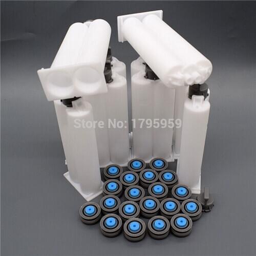 10pcs 50ml Dual Barrel Cartridge 1:1 AB Epoxy Glue Adhesive Cartridge Barrel Set for Glue Gun Manual Caulking Gun Dispenser Tool