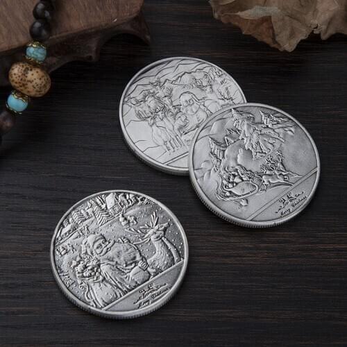 2021 New Retro Merry Christmas Santa Elk Coin Collection Souvenir Challenge Art Happy New Year Gifts