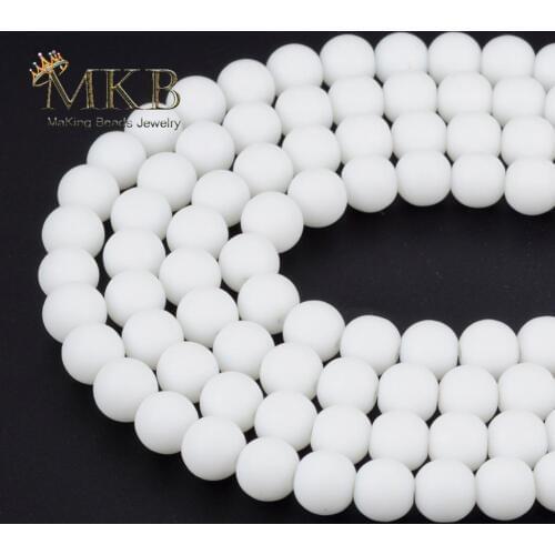 Wholesale Dull Polish Matte White Agates Stone Round Beads For Jewelry Making Spacer Loose Beads 4 6 8 10 12mm Diy Bracelet 15"