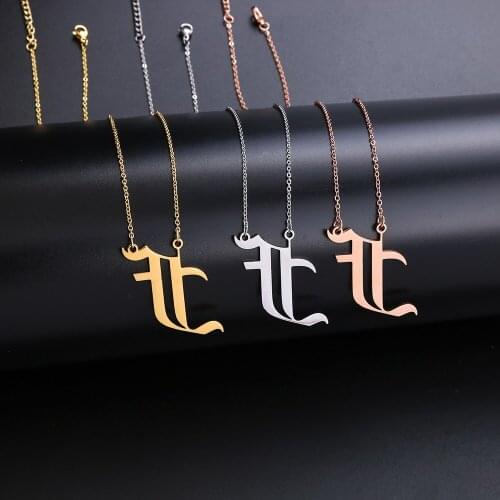 Lateefah Old English Style Custom Capital Initial A-Z Letter Pendant Necklaces Beauty Vintage Font Personality Necklace