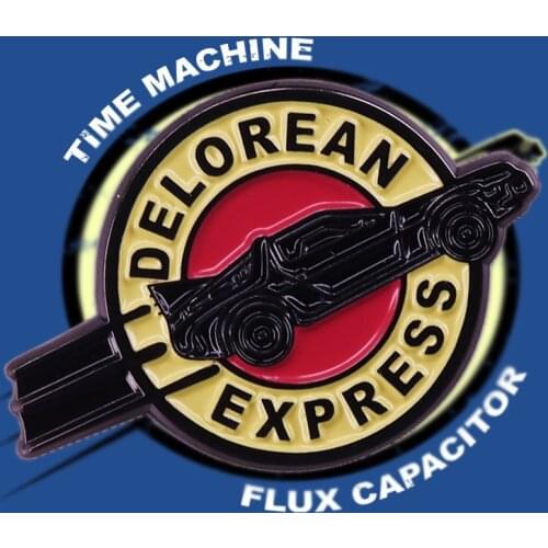 Mashup of Planet Express and Back to the Future Enamel Pin Delorean Express Time Travel Retro Collection