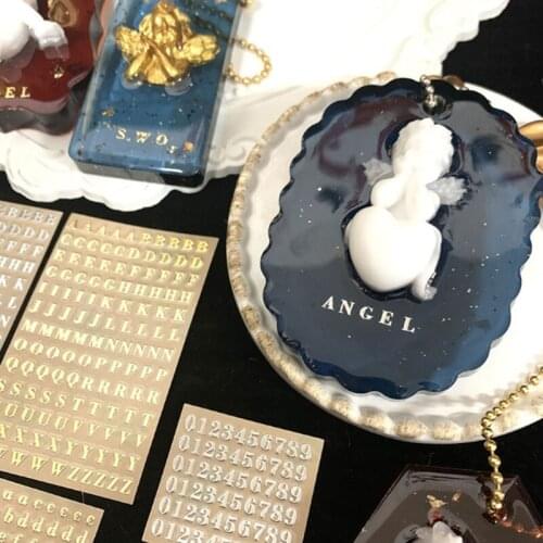 3 Styles Alphabet Letter Number Resin Decorative Sticker Adhesive Resin Mold DIY Stickers Clear Film Sticker Resin Craft