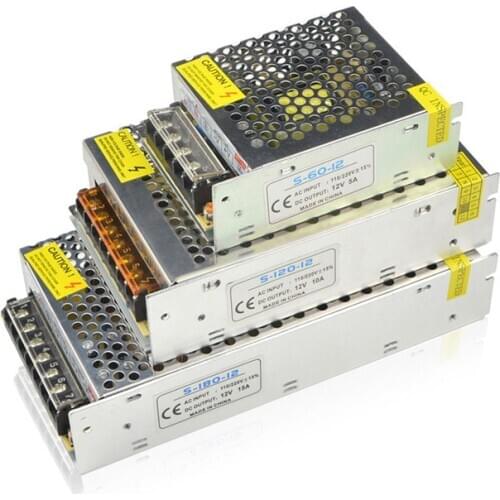 Newest AC/DC Power Supply Adapter 1.25A-15W/2A-24W/3.2A-36W/5A-60W /8.5A-100W For LED Strip light Switch Power Supply