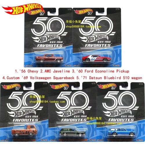 Original Hot Wheels Model Car Favorites 50th Anniversary Hot Toys for Boys Diecast 1/64 Hotwheels Toy Car Collector Edition Gift