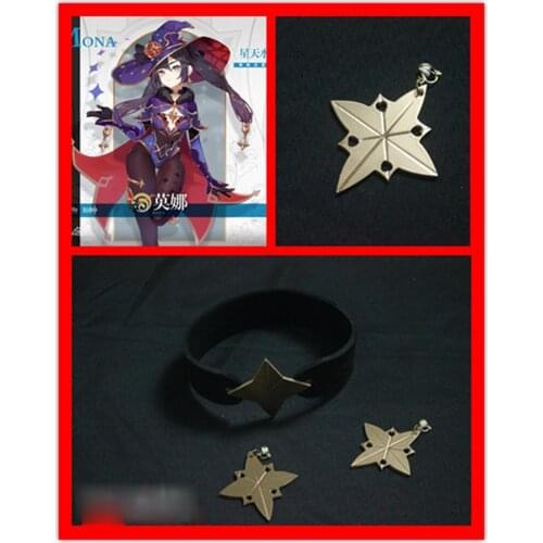 Genshin Impact Mona Cosplay Necklace Earrings Halloween Cosplay Costume Accessories