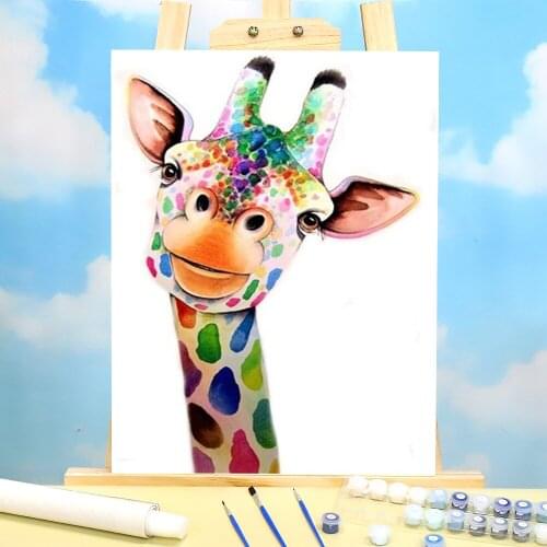 Animal Giraffe Coloring By Numbers Painting Package Acrylic Paints 40*50 Canvas Pictures Decorative Paintings Handiwork