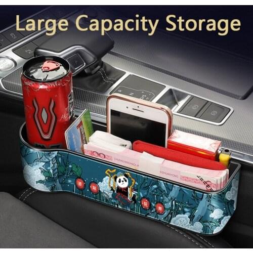 QHCP Car Seat Storage Box Drinks Holder Seats Slit Gap Organizer Crevice Chinese Style Stowing Phone Cards Universal Chinoiserie