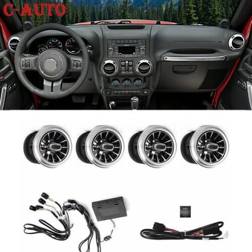 Car Interior Front AC Air Vent Dashboard Atmosphere Ambient Light Trim For Jeep Wrangler JK Wrangler JL 2007-2017 / 2018-2020
