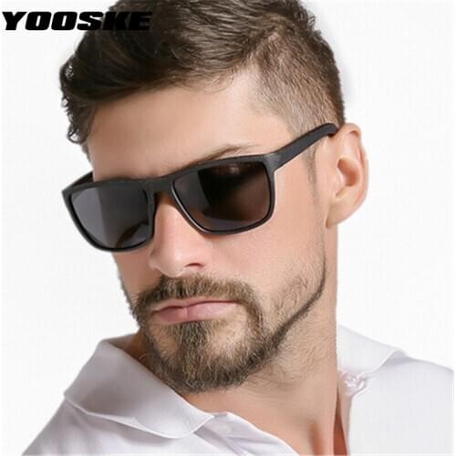 YOOSKE Square Polarized Sunglasses Men Luxury Brand Vintage Sun Glasses Driving Goggles Black Sports Eyeglasses UV400 Mirror