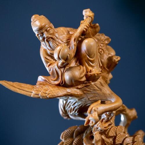 18CM Fu Lu Shou Three Stars Happy Birthday God Longevity Buddha Statue Home Decor wood Carving Crafts Birthday Gifts Home