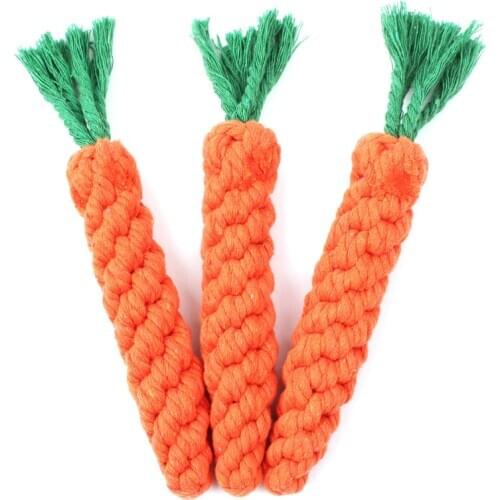 Pet Supply High Quality Pet Dog Toy Carrot Shape Rope Puppy Chew Toys Teath Cleaning Outdoor Fun Training 22cm