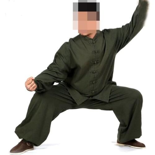 Unisex thick cotton&linen top-grade Autumn&Spring tai chi uniforms wing chun martial arts lay meditation clothing kung fu suits