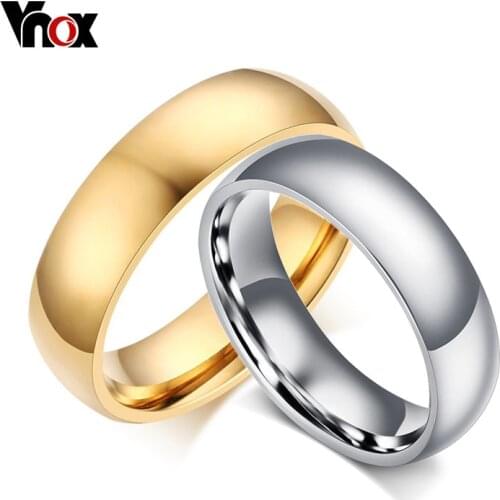 Vnox Vintage Wedding Ring for Lover 6mm Stainless Steel Smooth Promise Jewelry