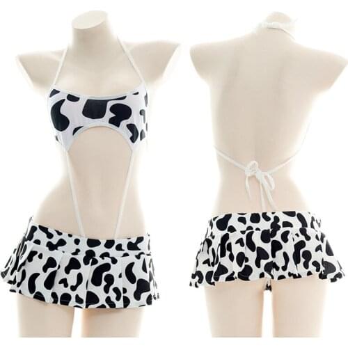 Japanese Sexy Cow Cosplay Outfit for Women Lingerie Kawaii Miniskirt Girl Sex Roleplay Costume Schoolgirl Uniform Cute Underwear