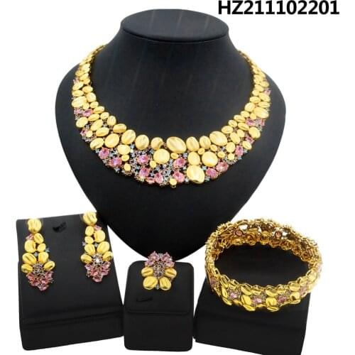 Yulaili Cubic Zircons Thousands Heart And Arrow Luxury Pendant Necklace Bracelet Earrings Ring Wedding Bridal Jewelry Sets