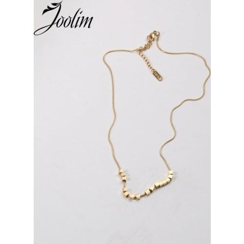 Joolim Jewelry Wholesale Geometric Small Square Pendant Necklace Waterproof Gold Jewelry