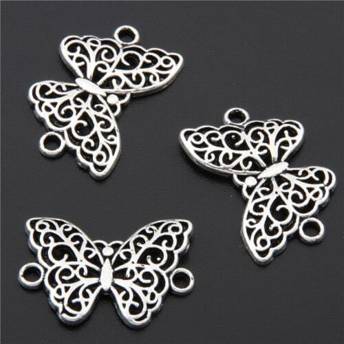 10pcs Tibetan Silver Color Butterfly Connector Charms Pendants Bracelet Necklace Jewelry Making Accessories DIY A2706