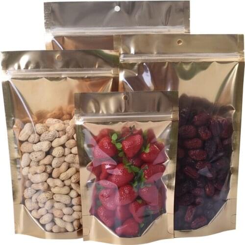 1000Pcs/Lot Gold Aluminized Stand Up Storage Bag Package Case Reclosable Zipper Ziplock Pack Bag For Food Tea Candy