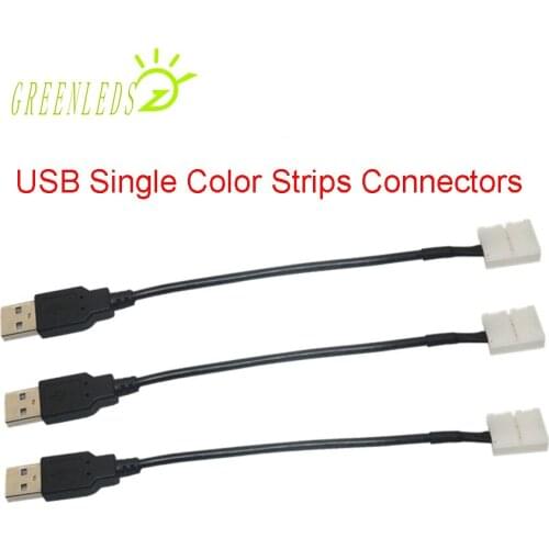2pin 8/10mm width Single Color USB LED Strips Connectors Suitable for SMD2835/SMD3528/SMD5050 Single Color Strips