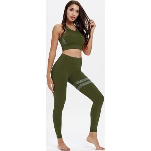 2020 Most Popular 2 Pcs Womens Workout Seamless Yoga Set Crop Activewear