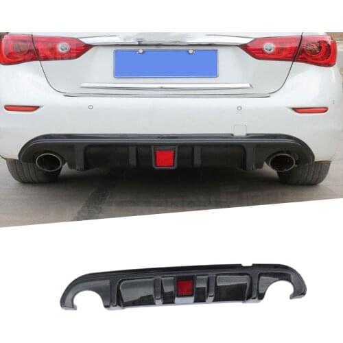 High Quality ABS Car Rear Bumper Diffuser Lip Spoiler for Infiniti Q50 Base Sport 2014 - 2017 With LED Light Car Decoration