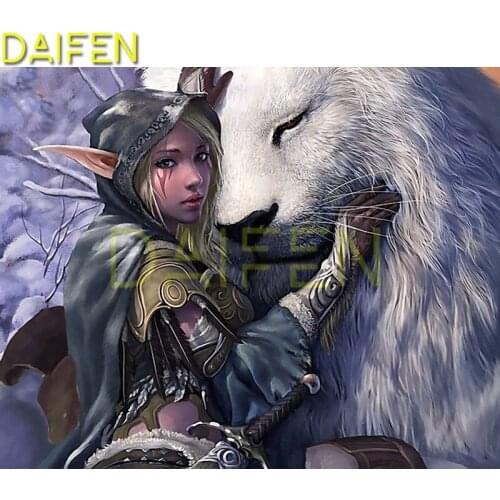 Full Square Diamond mosaic Girl wolf ear Full Round Diamond painting Girl wolf 5D DIY Diamond embroidery Cross stitch Girl wolf