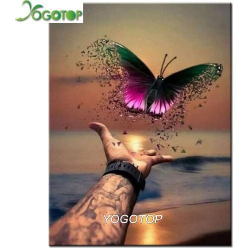 YOGOTOP DIY Diamond Painting Hand butterfly Full Square/Round Diamond Embroidery Rhinestone Cross Stitch Mosaic Home Decor YY542