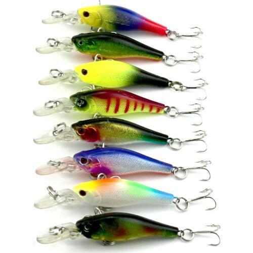 Big Sale 8pcs Minnow Fishing Lure Artificial Hard Fishing Bait Pesca Plastic Fishing Tackle 3D Fish Eyes Swimming Bait 6.3cm 6g
