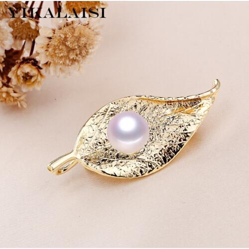 YIKALAISI Pearl Brooch Natural Oblate Pearl jewelry 8-9mm Brooch Pin For Women wholesale