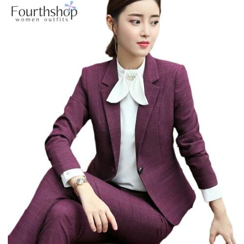 Fashion Plaid Pant Suits For Women Office Lady Business Work Pants Jacket Blazer Set Formal Suit Female Autumn Winter 2021 4XL