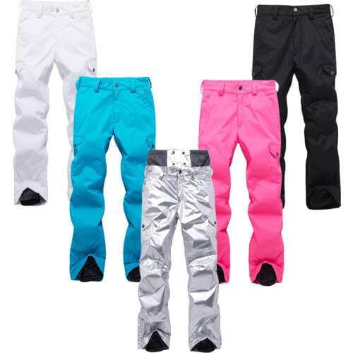 Silver Gold Mens and Womens Snow Pants Snowboard Clothing Wear Waterproof Windproof Winter Outdoor Sports Ski Trousers Fashion
