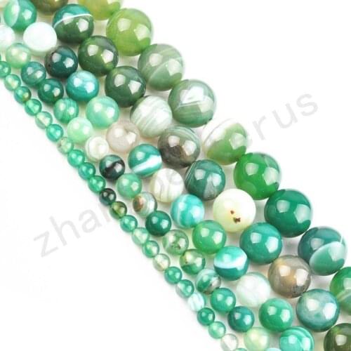 Green Stripe Natural Gemstone Loose Beads Jewelry Making 4 6 8 10 12MM New Wholesale For Necklace Bracelet High-quality DIY
