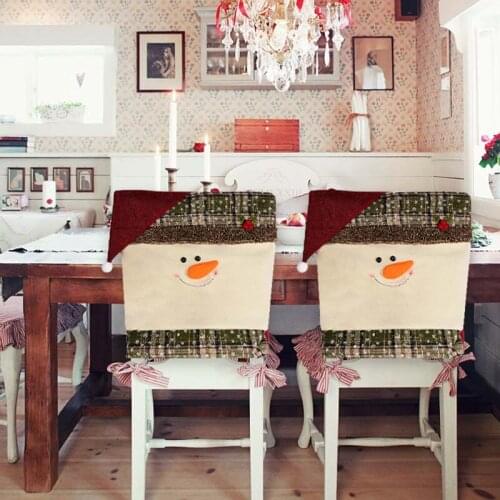 Christmas Chair Cover Santa Snowman Christmas Hat Chair Back Cover For Xmas Ornament New Year Party Home Dinner Table Decor Noel