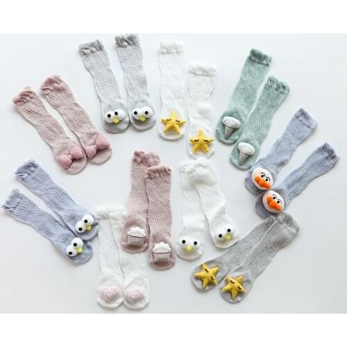 Baby Stockings Summer Breathable Mesh Frilly Socks 3D Cute Cartoon Star Bow Long Socks for Kids Little Girl Knee High Socks