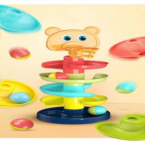 Baby Rolling Ball Bell Toys Pile Tower Puzzle toys Kids Rattles Ring 0-24months Child Newborn Educationsl&Learning Gift