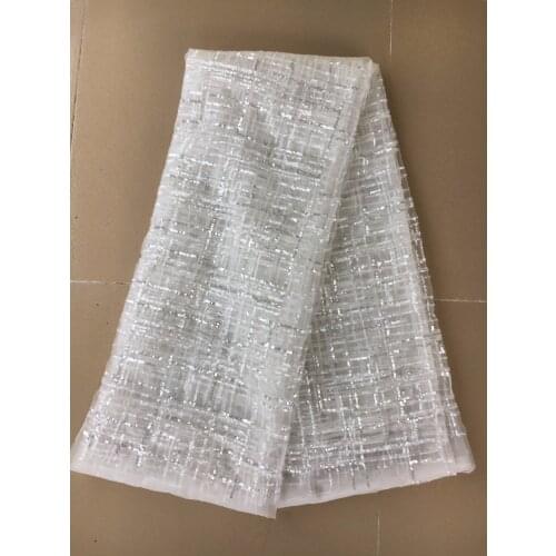 Good Quality French Net Lace Fabric For Dress Free Shipping With sequins 5 yards