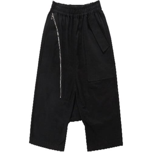 Customizable New Mens Fashion personality GD casual pants Hair Stylist Slant zipper crotch loose five pants plus size clothing