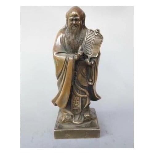 Chinese pure brass Taoist history founder laozi statue