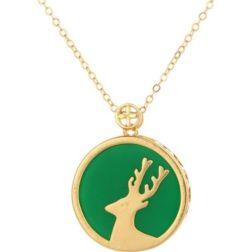 Chinese Natural Jade Green Hand-carved Sika Deer Pendant Fashion Boutique Jewelry All The Way To Have You Necklace Popular Gift