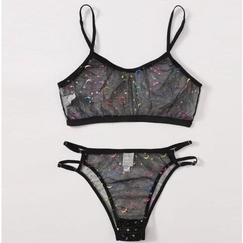 Embroidery Printed Sexy Lingerie Set Lace Transparent Sexy Lenceria Sensual Mujer Erotic Underwear Women Underwear Porno