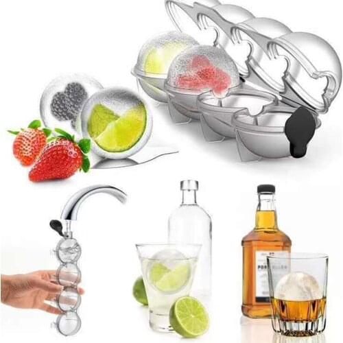 4-hole Ice Box Whiskey Round Ice Hockey Mold Silicone Ice Ball Mold Ice Tray Mold Ice Grid Ice Cream Tool Kitchen Tool Accessory
